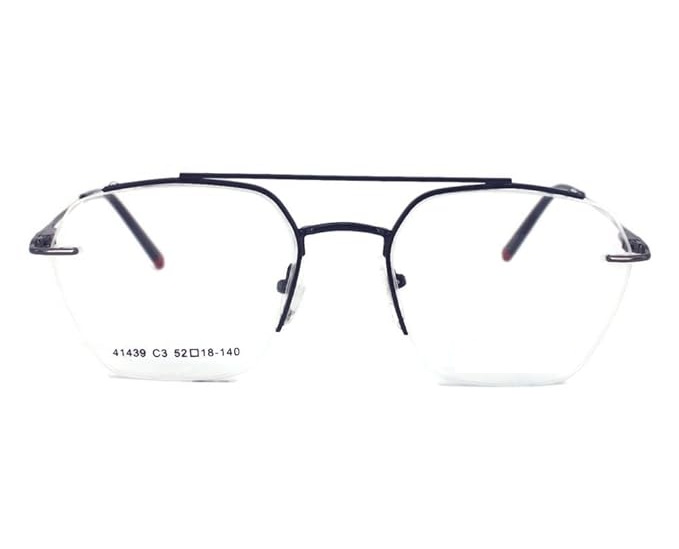 Half Rim Geometric Metal Frame