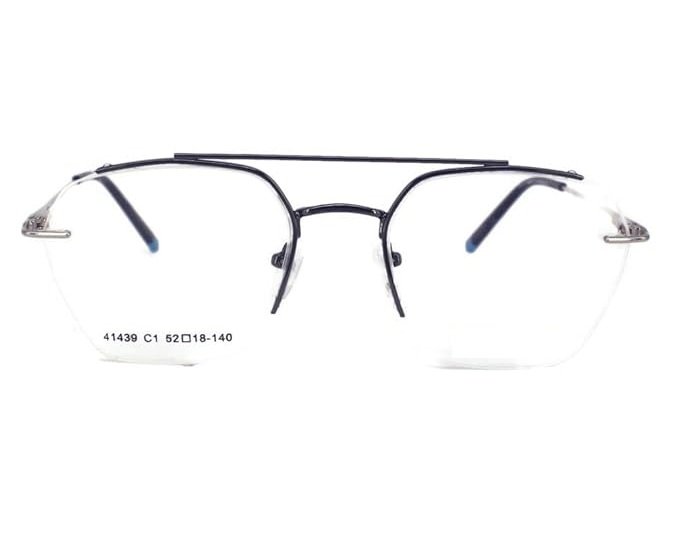 Half Rim Geometric Metal Frame